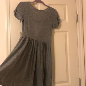 soft casual girly open back grey dress!!
